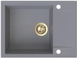 SINK Quality Quality Sink55 gránit mosogató, 620x460x215 mm + arany szifon, szürke, SKQ-SINK. D. 1KKO. XG (SKQ-SINK.D.1KKO.XG)
