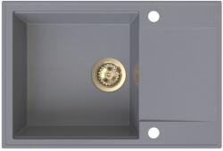 SINK Quality Quality Sink55 gránit mosogató, 680x460x215 mm + arany szifon, szürke, SKQ-SINK. D. 1KDO. XG (SKQ-SINK.D.1KDO.XG)