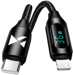 Wozinsky USB-C - Lightning Kábel Kijelzővel - 2m 36W - Fekete (WUCLC2)