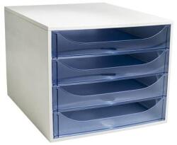 Exacompta Irattároló, műanyag, 4 fiókos, EXACOMPTA "Ecobox Linicolor", jégkék (228610D) - tonerpiac