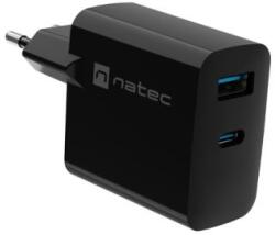 NATEC Univerzális USB töltő Natec RIBERA GaN 65W, 1X USB-A, 1X USB-C, fekete NUC-2145