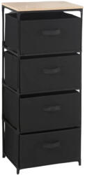 Intenso Home komód 4db szövet fiókkal 40x90cm | Fekete - arany tölgy vászonfiókos tároló (INT-SNJ403089-4)