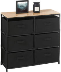Intenso Home KÉSZLETKISÖPRÉS! Intenso Home komód 6db szövet fiókkal 76x68cm | Fekete - arany tölgy vászonfiókos tároló (INT-SNJ763068-3)