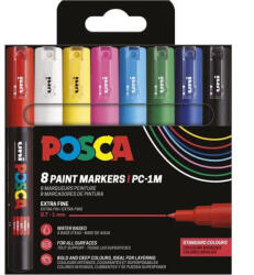 uni UNI Posca PC-1M Akril Marker Készlet 8 Darab/Készlet Alap Színek (2UPC1M8DBALAP)