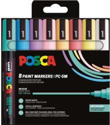 uni UNI Posca PC-5M Akril Marker Készlet 8 Darab/Készlet Lágy Színek PFP (2UPC5M8DBLAGY)
