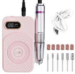 Műköröm csiszológép 110 - 50W rózsaszín tölthető akkus