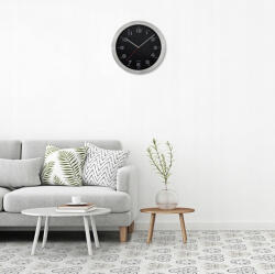 PRIM Melange 29, 5cm fém-üveg falióra, fekete számlappal, gravírozható (E01.2482. 7090)