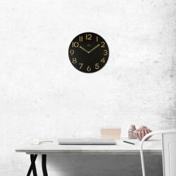 PRIM Combined Veneer 38cm furnérozott fa falióra, fekete/világos barna szín, lézergravírozható (E07P. 4246)