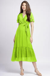 SHOPIKA Rochie lunga din matase si vascoza, cu bust petrecut, verde kiwi Talie unica