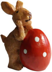  Kerámia nyuszi, piros tojáson könyöklő 5*4cm 467379