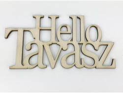  Natúr fa - "Hello Tavasz" felirat koszorúra 7x14cm - papelito