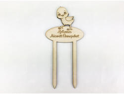  Natúr fa - Beszúrós csibés "Kellemes húsvéti ünnepeket" felirat 7cm - papelito