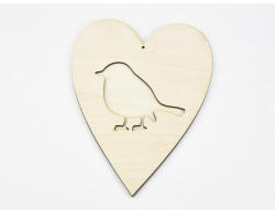  Natúr fa - Áttört szív madár 20cm - papelito