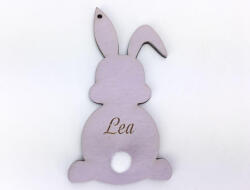  Húsvéti nyuszi egyedi gravírral hamvas lila 8, 4x4, 6 cm - papelito