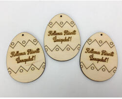  Natúr fa - "Kellemes Húsvéti Ünnepeket! " gravírozott tojás 6x8cm 3db/csomag - papelito