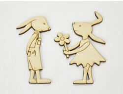  Natúr fa - Nyuszilány & Nyuszifiú 10cm 2db/csomag - papelito