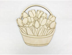  Natúr fa - Tulipánok kosárban 20cm - papelito