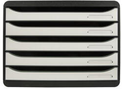 Exacompta Irattároló, műanyag, 5 fiókos, EXACOMPTA "BIigBox Glossy", fekete-fehér (3087213D) - iroszer24