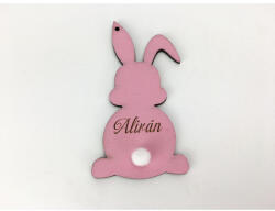  Húsvéti nyuszi egyedi gravírral málna 8, 4x4, 6 cm - papelito