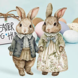  Nyomtatott dekorkarton - Klasszik nyuszi pár 18cm 2db/csomag - papelito