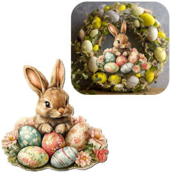 Nyomtatott dekorkarton - Húsvéti nyuszi tojásokkal 2db/csomag - papelito