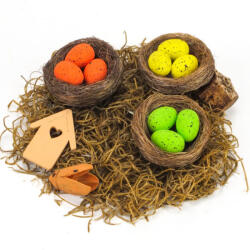 Tojások fészekben 2, 5*6cm - sárga/ zöld/ narancs 8437A