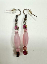  Romantikus Rózsakvarc színű Fülbevaló (JJF39)