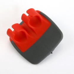  Kétujjas konyhai hámozó, szürke- piros, műanyag, 6, 5 x 6, 5 cm