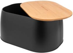 Altom Design Cutie paine Altom, metal negru, capac bambus, 33, 5x23, 5x15, 5 cm