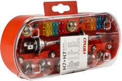 AMiO Set becuri si sigurante auto, rezerva halogen, 30 piese, H7 + H7, 12V (03959)