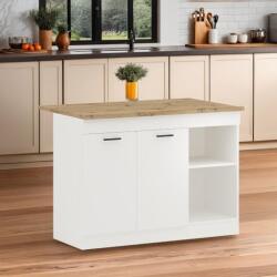 haaus Insula Bucatarie Vigra, Stejar Artisan/Alb, 122 x 76 x 90 cm (927653)