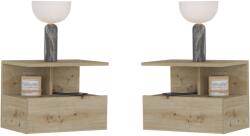 haaus Set 2 Noptiere suspendate Kabi, 1 Usa, Stejar Artisan, 45 x 30 x 34 cm (928742)