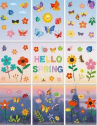 Cherishes Life Tavaszi sztatikus ablakmatrica - Színes madarak, rovarok, csigák, virágok 9 lap