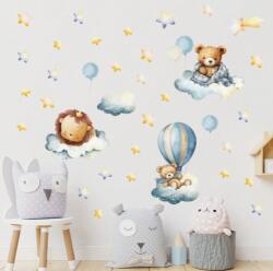 BRUP Home Decor Falmatrica gyerekszobába, BRUP Home Decor - Medvék, oroszlán felhőn csillagok között