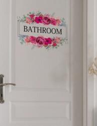 Vanco-Up Falmatrica fürdőszobába, Vanco-Up - Bathroom felirat pink virágokkal