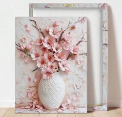 Qianhuibaihuo Fali vászonkép kerettel, Quanhuibaihuo - Rózsaszín cseresznyevirág 34x25, 5x1, 5 cm