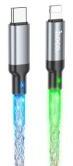 hoco. U112 Shine Pd Világítós Usb Type-c / Lightning Kábel Pd 20w 1 Méter Szürke
