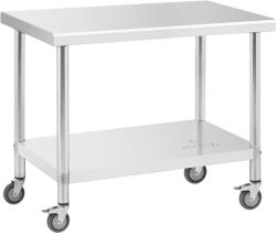 Royal Catering Rozsdamentes acél asztal kerekekkel - PREMIUM - 60 x 100 cm - 155 kg - Royal Catering (RCAT-100/60-W)