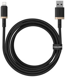 Baseus - Dura sorozatú adatkábelen (P10377801U01-02) - USB-Lightning, gyors töltés, 480Mbps, 2.4A, nejlon, 2m - Arany / Fekete