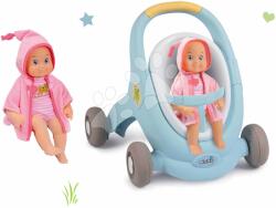 Smoby Set premergător și cărucior cu frănă Croc Baby Walker Minikiss 3in1 Smoby și păpușă crocodil 27 cm cu sunete (SM210207-1)