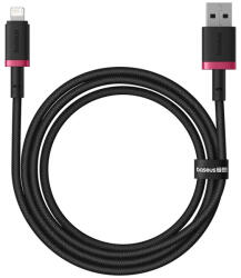 Baseus - Dura sorozatú adatkábel (P10377801U01-01) - USB Lightning csatlakozóval, gyors töltés, 480Mbps, 2.4A, nejlon, 1m - piros/fekete