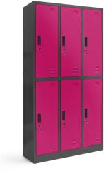 Jan Nowak® IGOR 809 | Fém öltözőszekrény antracit-fukszia 6 rekeszes - lapraszerelt (809)