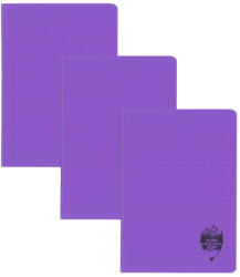 DACO Set 3 x Caiet Daco A5, 48 file, 70 g/mp, dictando, coperta plastic, Mov (CT549DR/MOV-3BUC/SET)