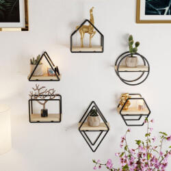 Evila Originals Set 6 etajere Evila Originals 498HFT1122, 25x25cm, Metal, Negru (498HFT1122) Raft