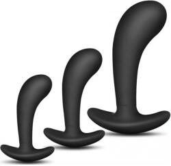  Készlet 3 db mini szilikon anál dugó - 11 x 3, 5 cm, fekete