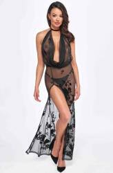  Divinity long flocked mesh dress with open back - S