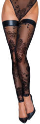 Tulle stockings with patterned flock embroidery - L