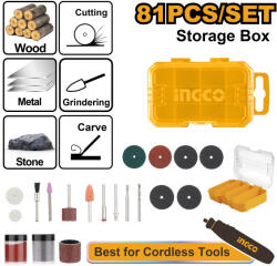 INGCO AKG8081 Csapos mini csiszolófej készlet 81 részes (AKMG8081)