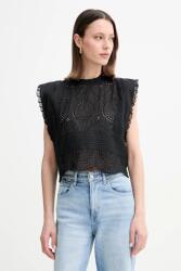 BOSS Orange blúz pamutból fekete, női, nyomott mintás, 50538349 - fekete 42