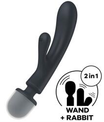 Satisfyer Vibrator Triple Lover Satisfyer, 24 Moduri Vibratii, Silicon, IPX7, USB, Gri, 23.7 cm Vibrator